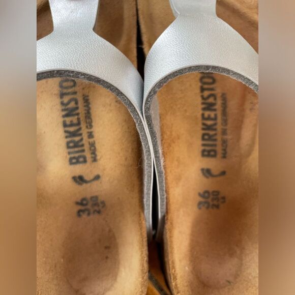 Gizeh Birko-Flor Birkenstocks Silver Size 36 = Women’s 5/5.5 - Picture 7 of 10